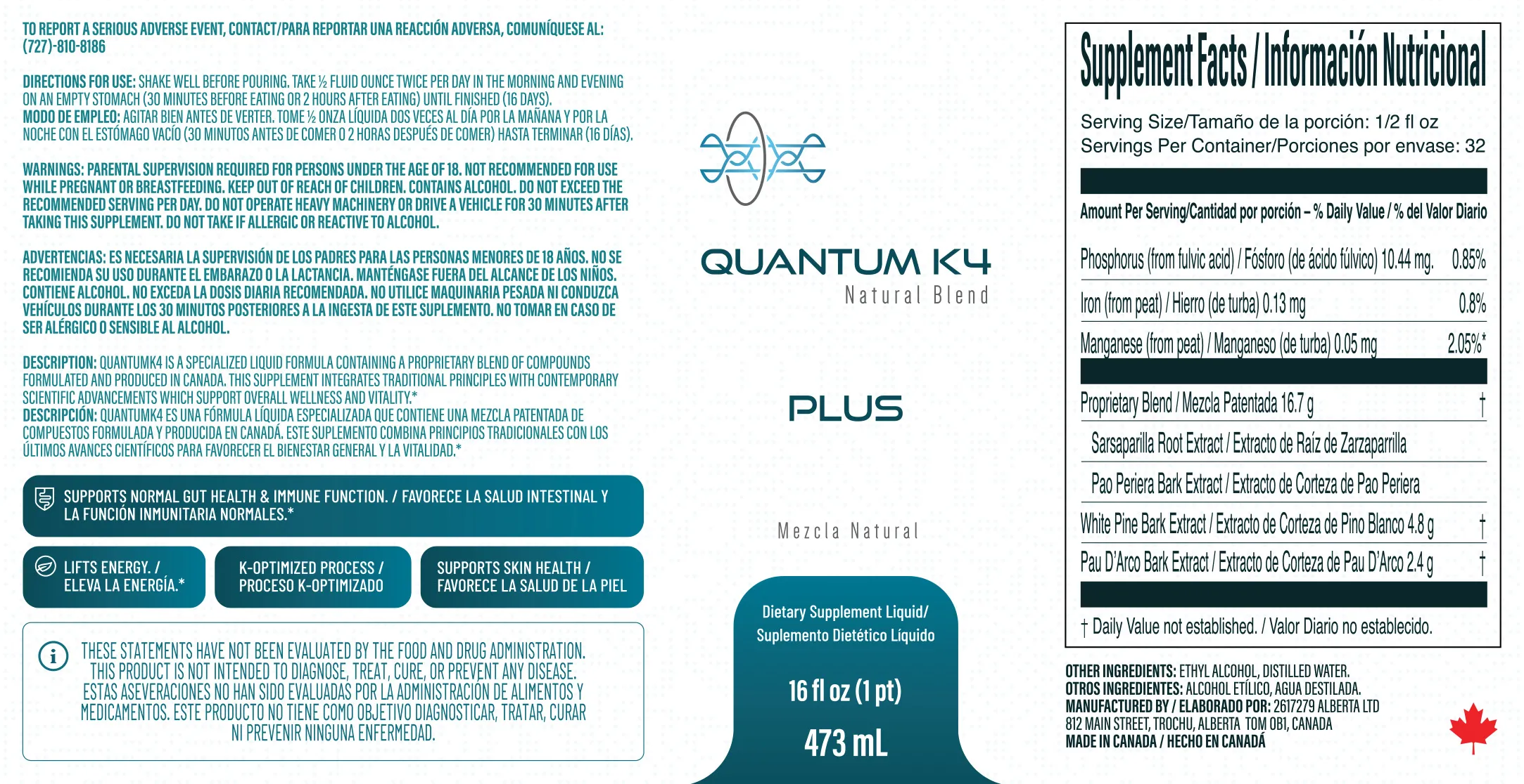 Full ingredient list and nutritional information